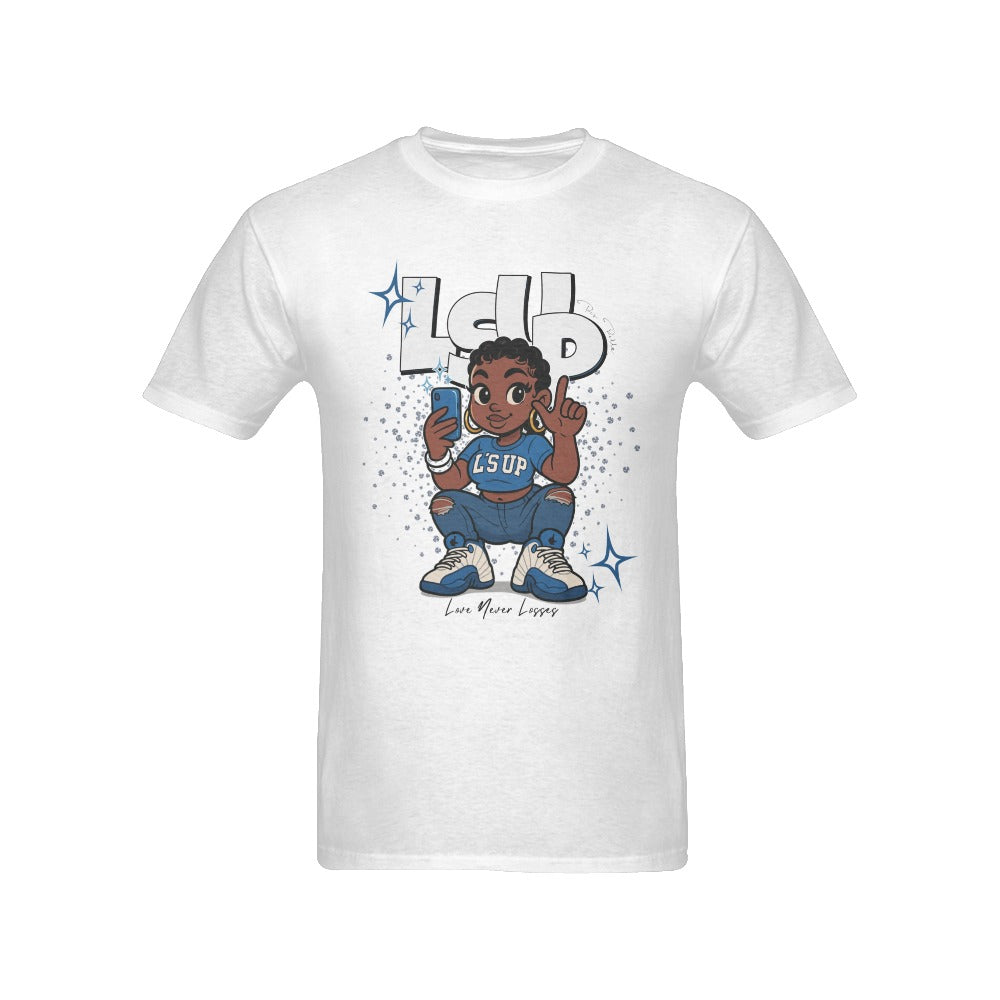 Unisex “L’s Up” Cartoon Girl Glitter Graphic Tee
