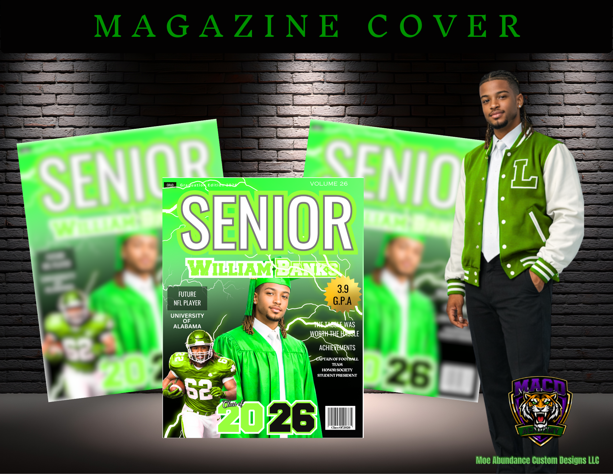💚 2026 Green EDITABLE Grad Designs Bundle 💚 (green only) (20 pc)