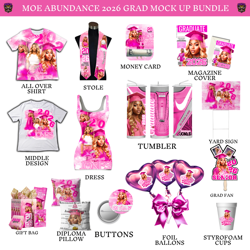 💗 2026 Pink Editable Grad Designs Bundle 💗 (pink only) (19 pc + Bonus)