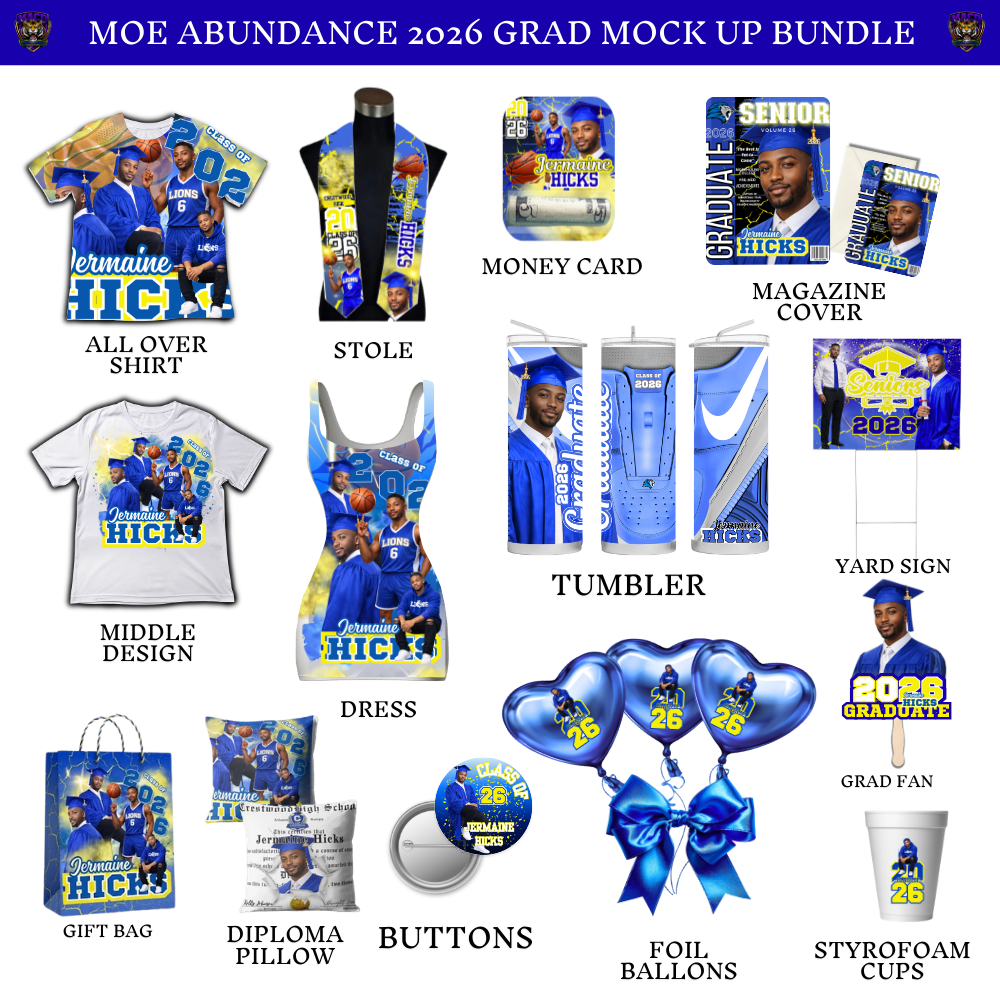 💙 2026 Blue Editable Grad Designs Bundle 💙 (blue only) (20 pc) (Copy)