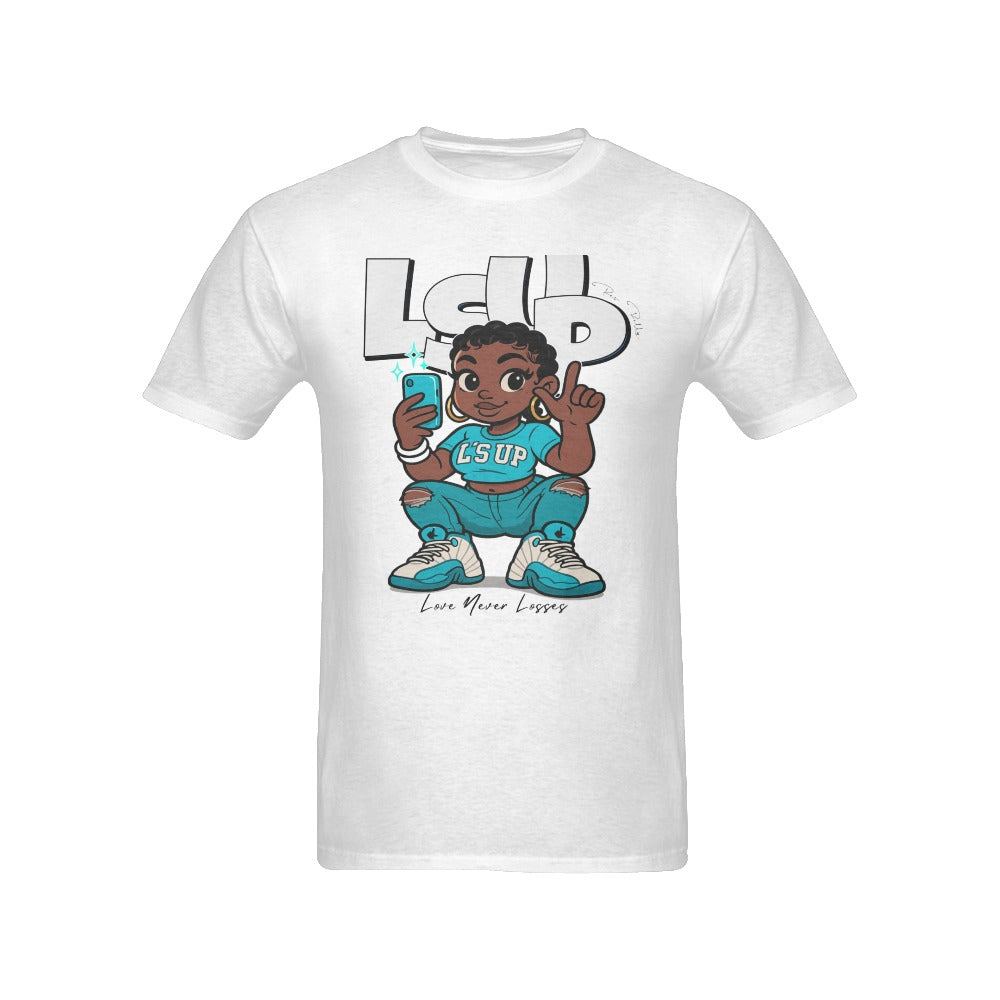 Unisex “L’s Up” Cartoon Girl Glitter Graphic Tee