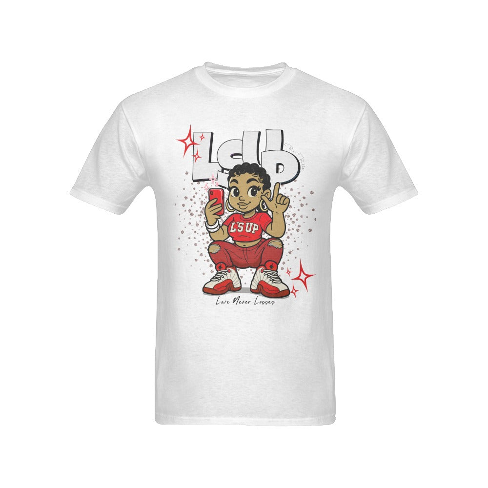 Unisex “L’s Up” Cartoon Girl Glitter Graphic Tee
