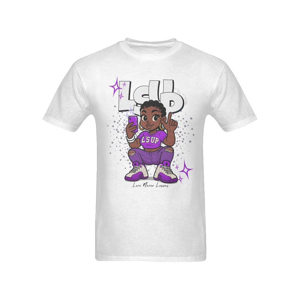 Unisex “L’s Up” Cartoon Girl Glitter Graphic Tee