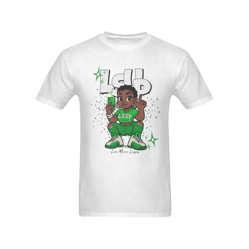 Unisex “L’s Up” Cartoon Girl Glitter Graphic Tee