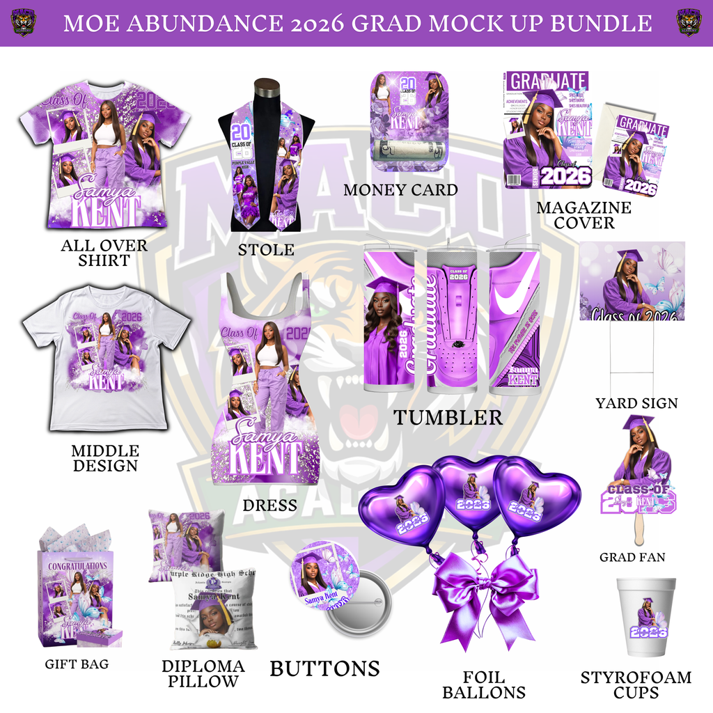 💜 2026 Purple Editable Grad Designs Bundle 💜 (purple only) (20 pc)