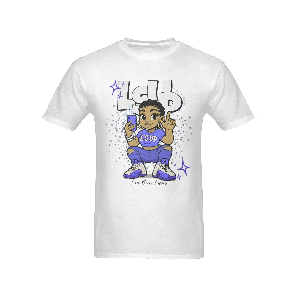 Unisex “L’s Up” Cartoon Girl Glitter Graphic Tee