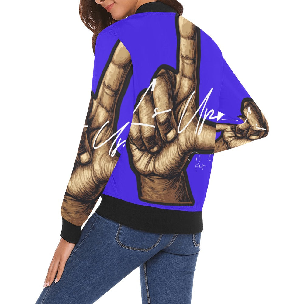 All Over Print Bomber Jacket for Women
