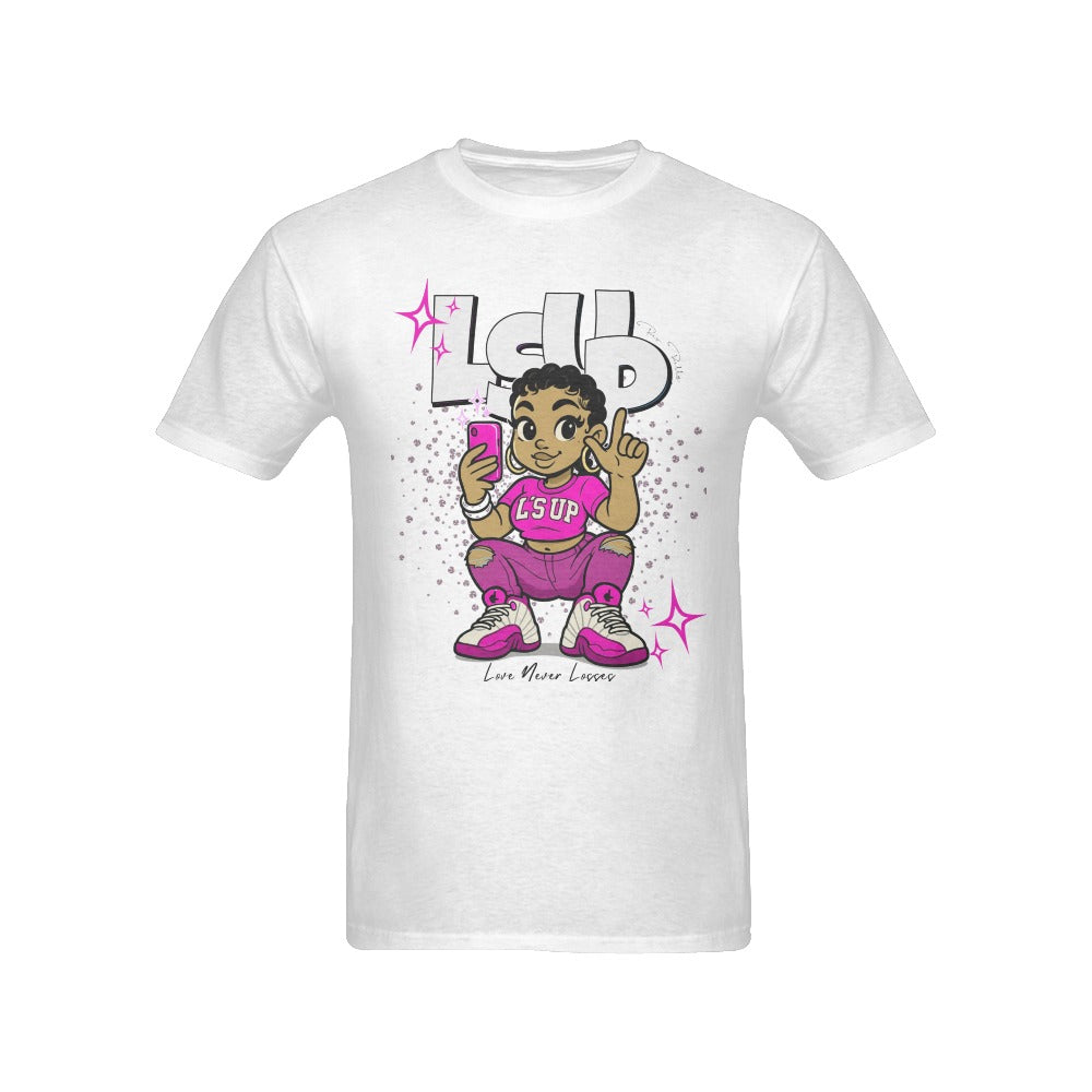 Unisex “L’s Up” Cartoon Girl Glitter Graphic Tee