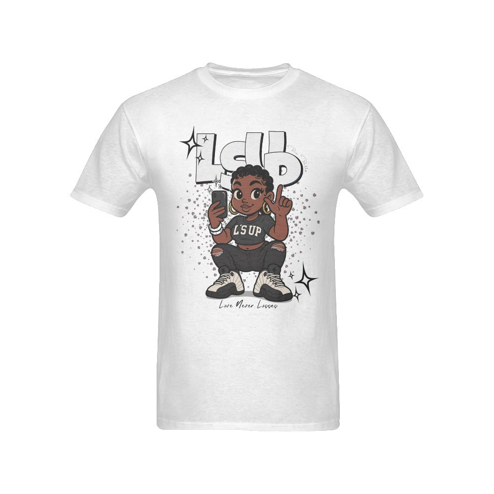 Unisex “L’s Up” Cartoon Girl Glitter Graphic Tee